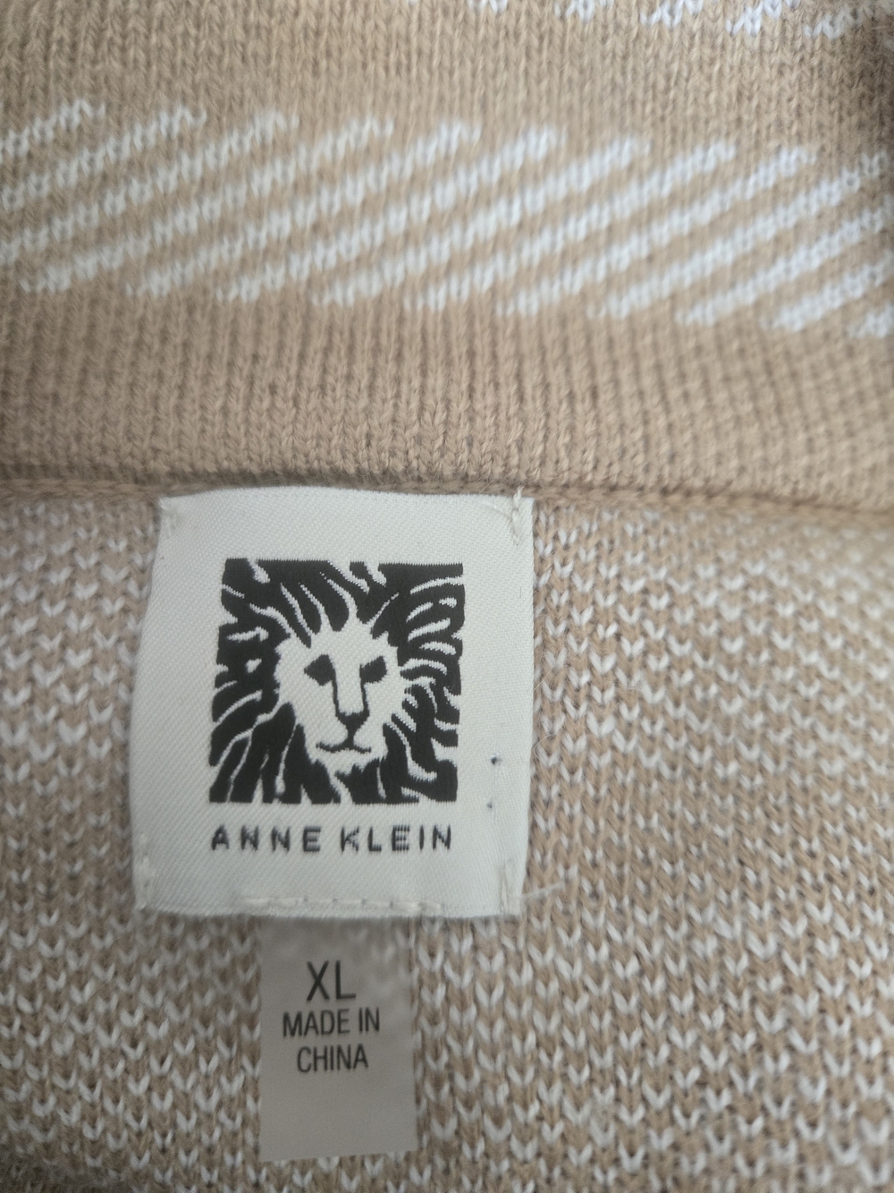 Anne Klein Camel & Cream Plaid Double-Breasted Coatigan Womens Size XL - Picture 8 of 10